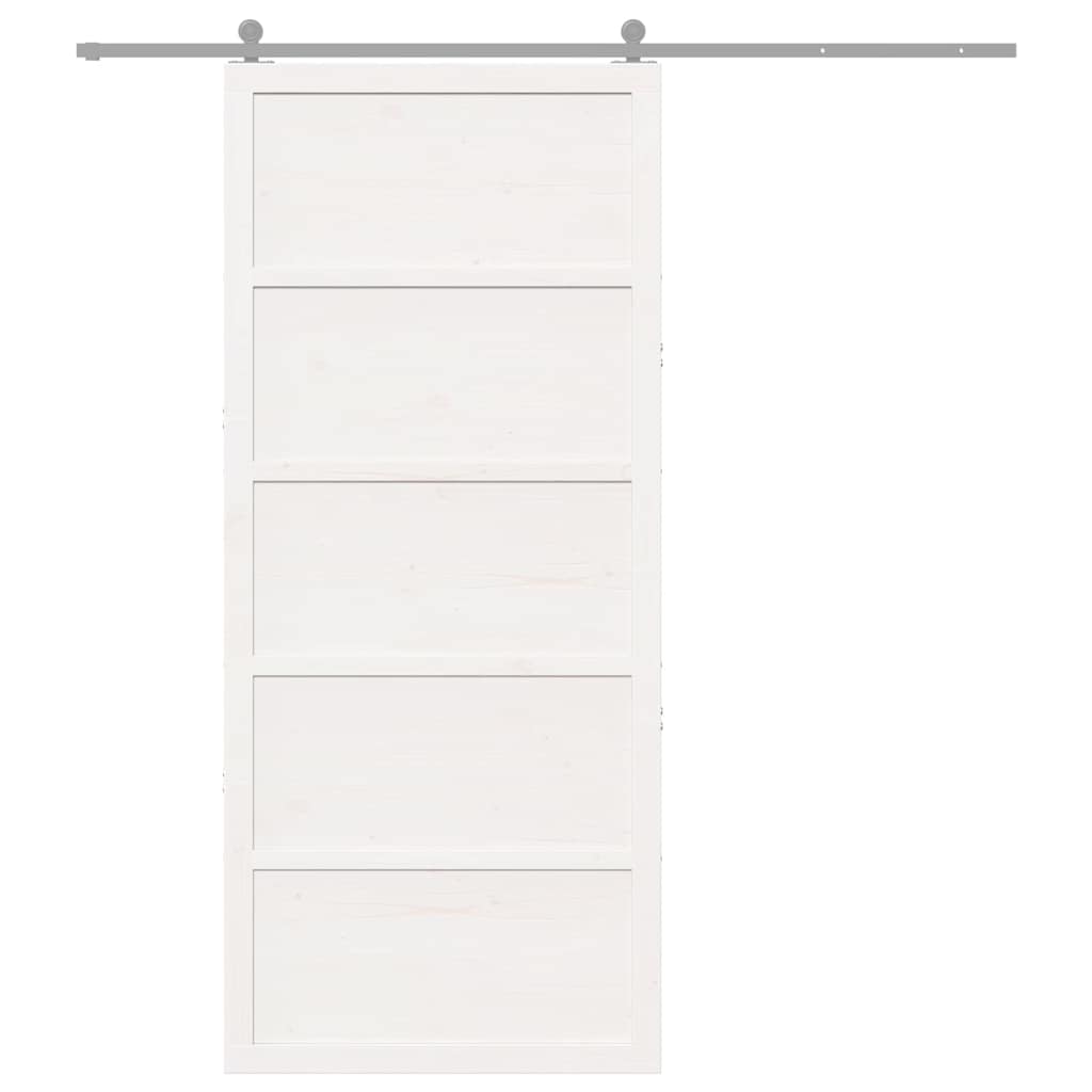 Scheunentür Weiß 100 x 208 cm Massivholz Kiefer
