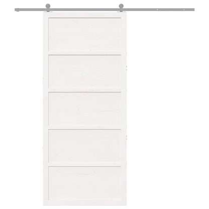 Scheunentür Weiß 100 x 208 cm Massivholz Kiefer