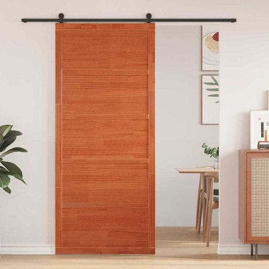 Scheunentür Wachsbraun 80 x 208 cm Massivholz Kiefer
