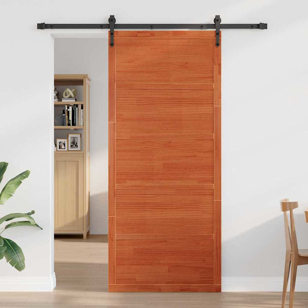Scheunentür Wachsbraun 80 x 208 cm Massivholz Kiefer