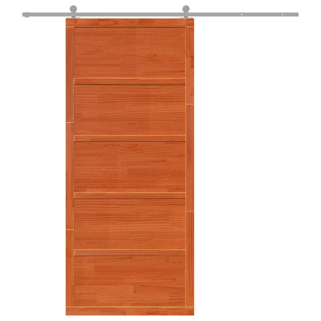 Scheunentür Wachsbraun 80 x 208 cm Massivholz Kiefer