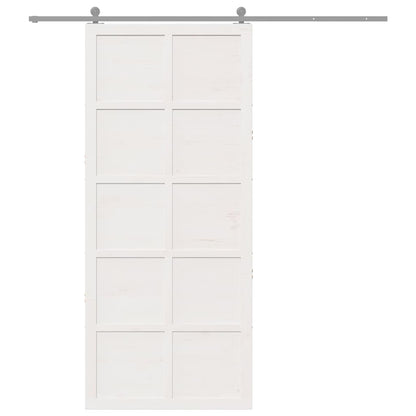 Scheunentür Weiß 80 x 210 cm Massivholz Kiefer