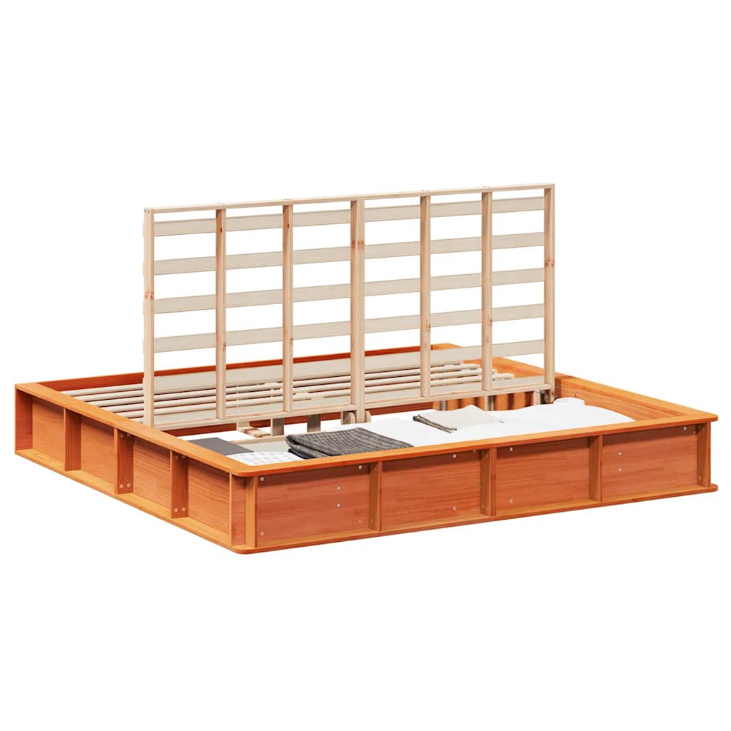 Bettrahmen Wachsbraun 200 x 200 cm Massives Kiefernholz