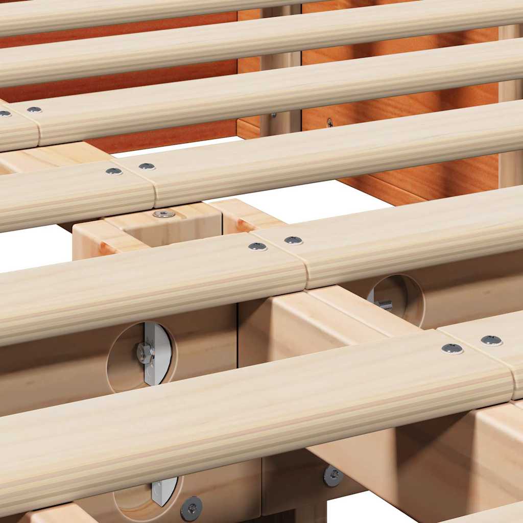 Bettrahmen Wachsbraun 120 x 200 cm Massives Kiefernholz