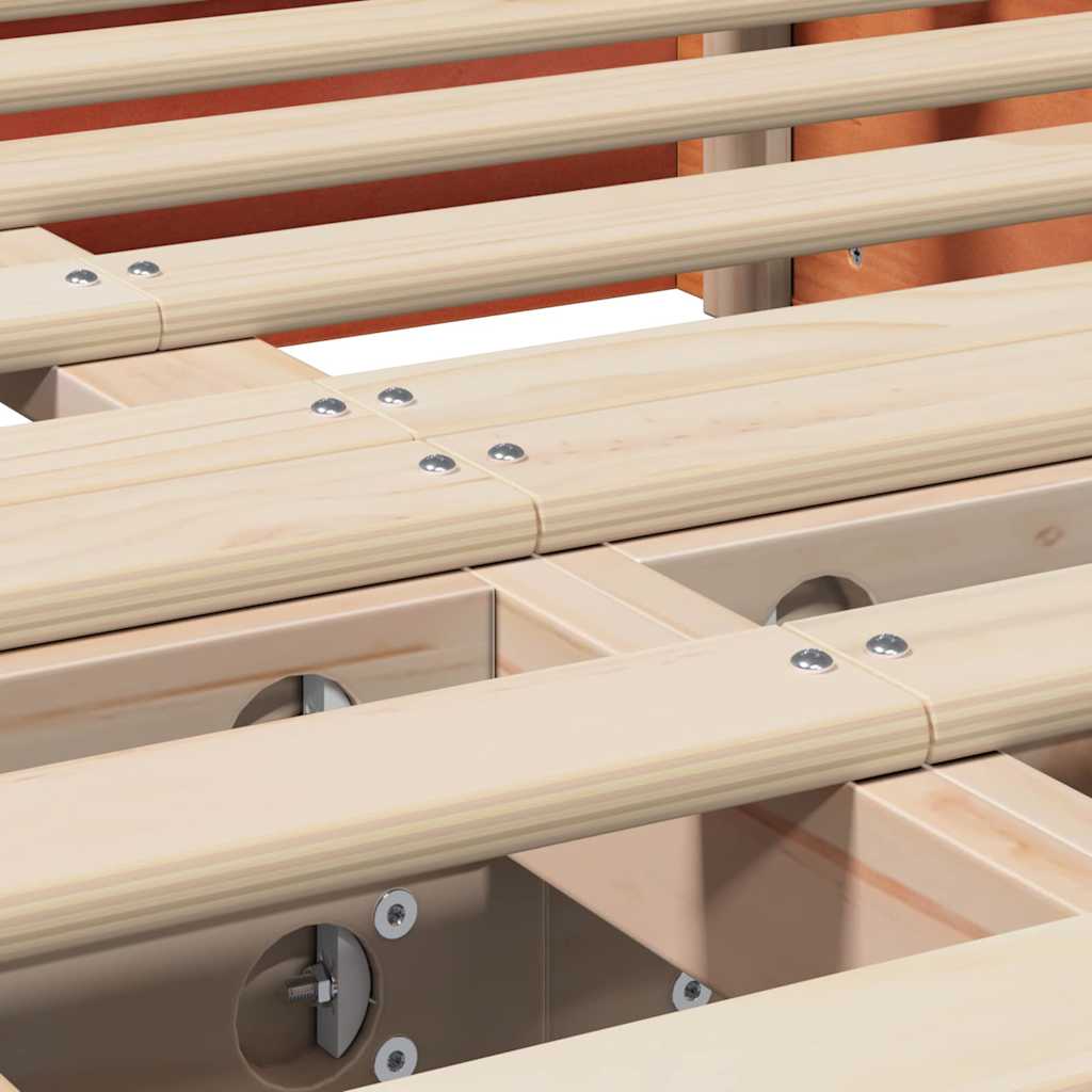 Bettrahmen Wachsbraun 135 x 190 cm Massives Kiefernholz