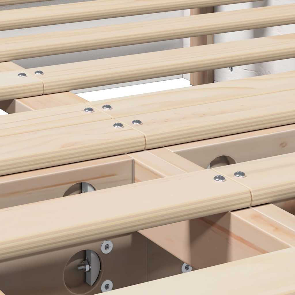 Bettrahmen Weiß 120 x 190 cm Massives Kiefernholz