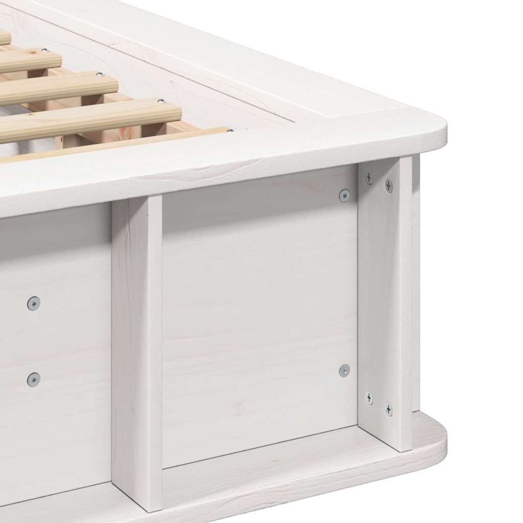 Bettrahmen Weiß 100 x 200 cm Massives Kiefernholz