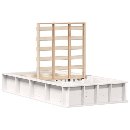 Bettrahmen Weiß 100 x 200 cm Massives Kiefernholz