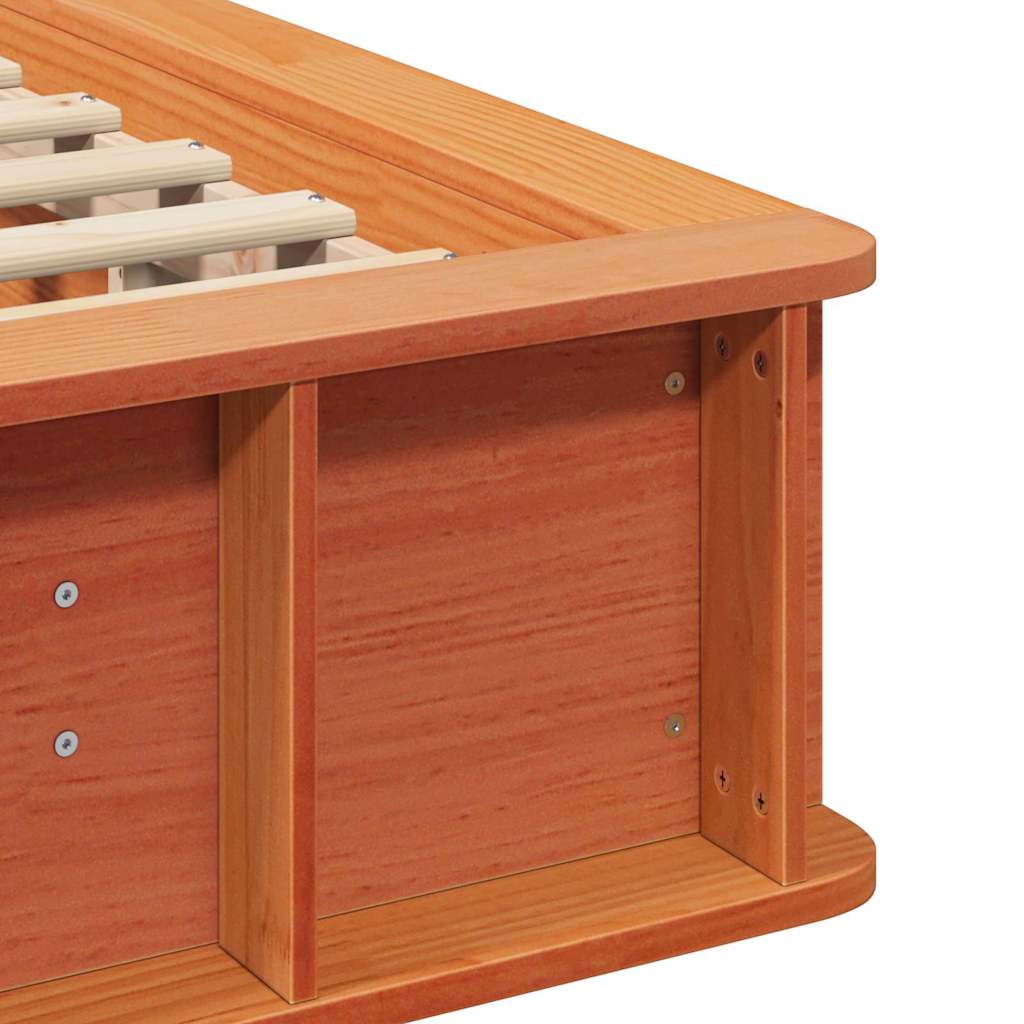 Bettrahmen Wachsbraun 90 x 200 cm Massives Kiefernholz