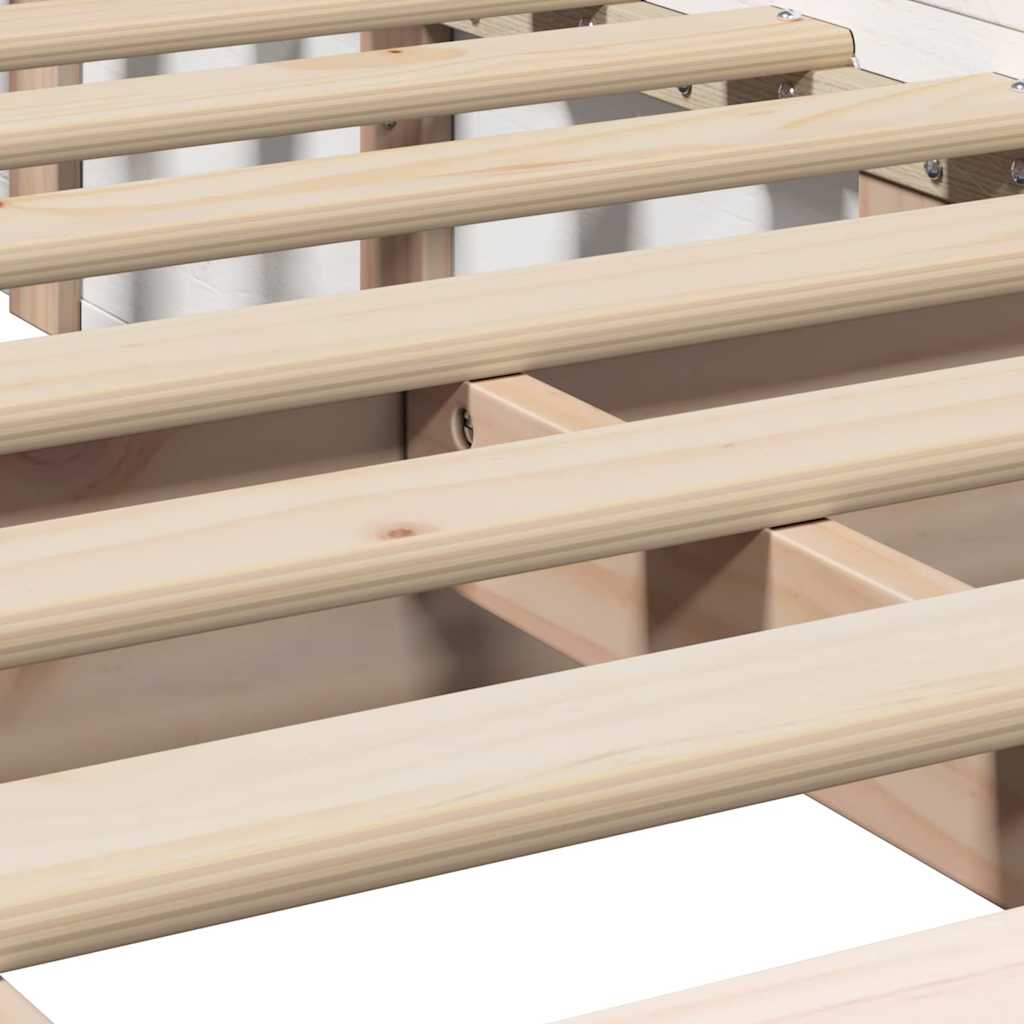 Bettgestell mit Speicher Weiß 90 x 190 cm Massives Kiefernholz