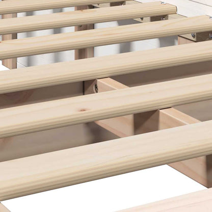 Bettgestell mit Speicher Weiß 90 x 190 cm Massives Kiefernholz