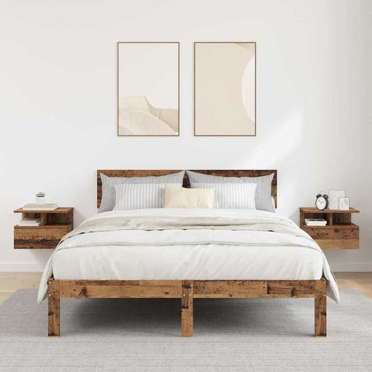 Schwebende Nachttische 2 Stück Alte Holzoptik 40x31x27 cm Holzwerkstoff