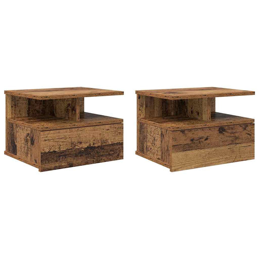 Schwebende Nachttische 2 Stück Alte Holzoptik 40x31x27 cm Holzwerkstoff