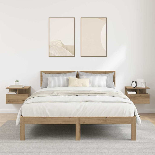 Schwebende Nachttische 2 Stück Artisan Eiche 40x31x27 cm Werkstoff Holz