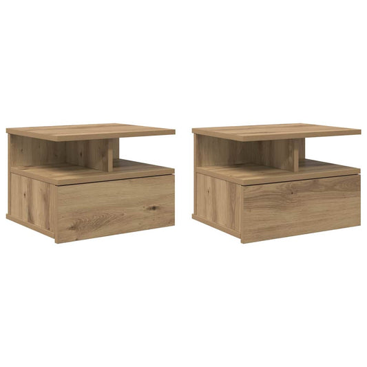 Schwebende Nachttische 2 Stück Artisan Eiche 40x31x27 cm Werkstoff Holz