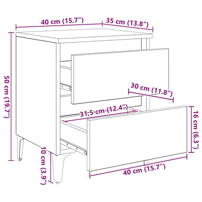 Nachttisch Schwarz Eichen-Optik 40 x 35 x 50 cm Holzwerkstoff