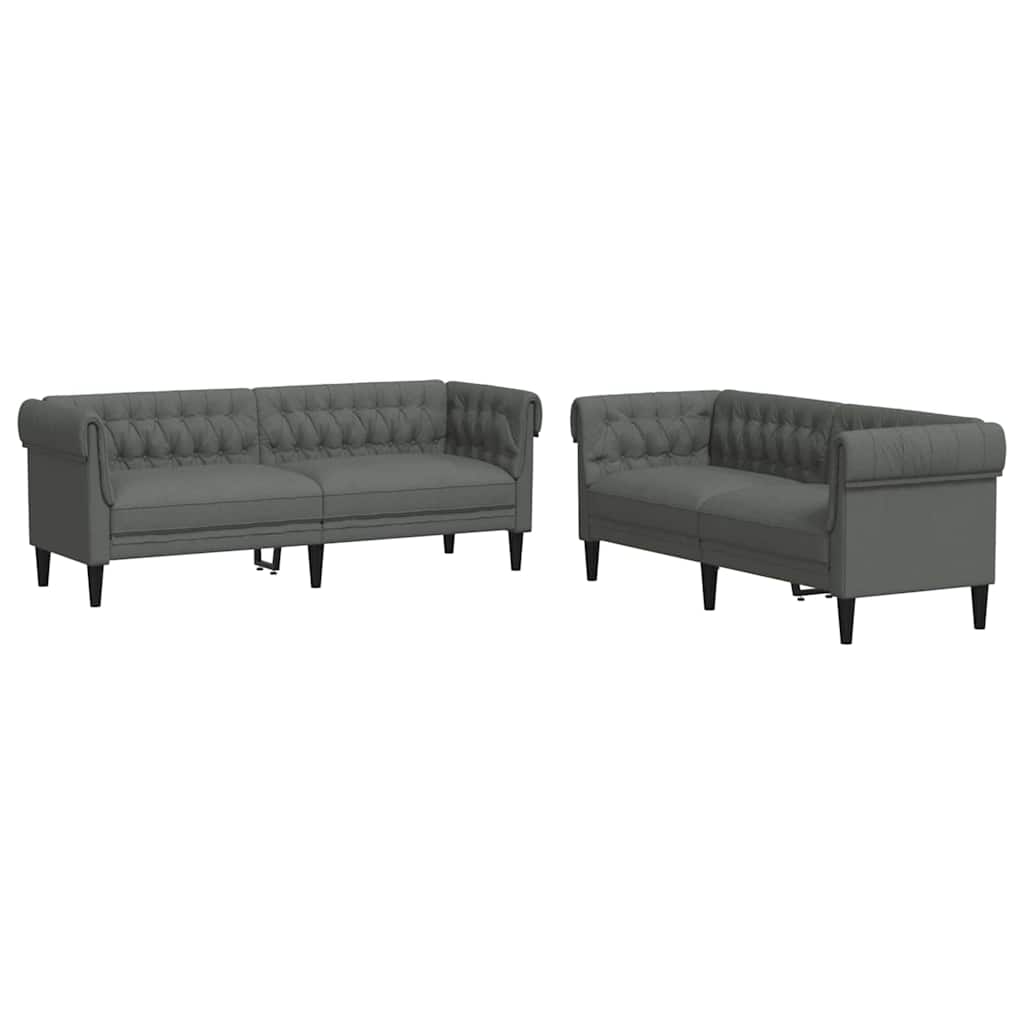 Sofa Set Dunkelgrau Stoff