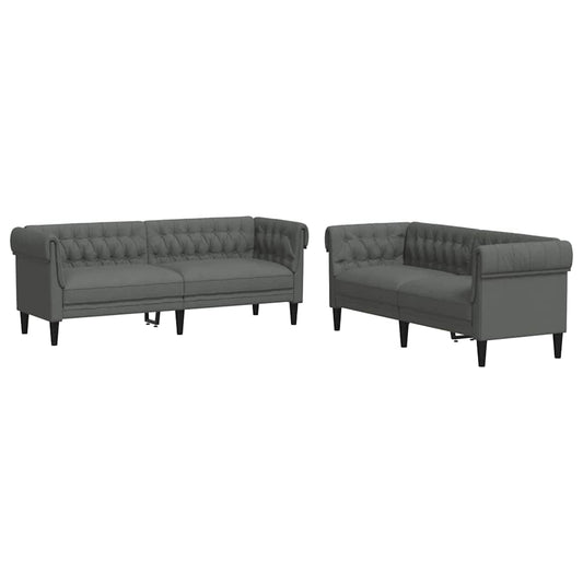 Sofa Set Dunkelgrau Stoff