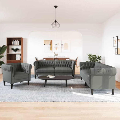 Sofa Set Dunkelgrau Stoff