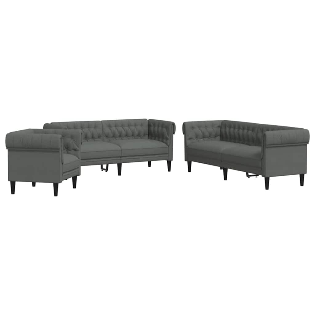 Sofa Set Dunkelgrau Stoff