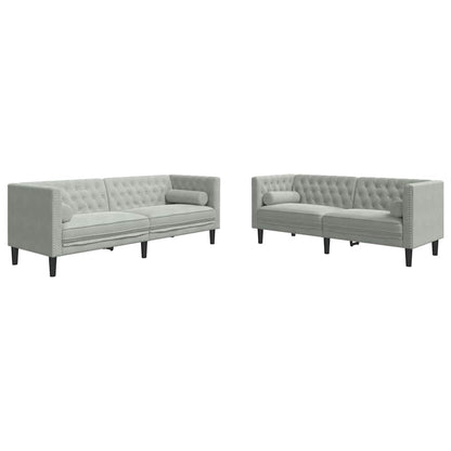Sofa Set Hellgrau Samt