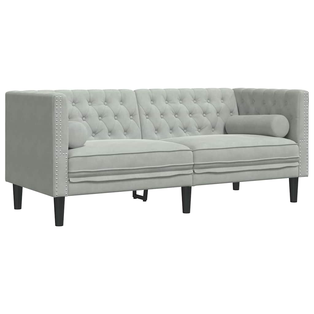 Sofa Set Hellgrau Samt