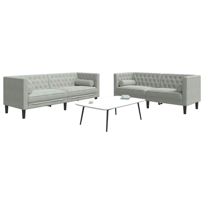 Sofa Set Hellgrau Samt