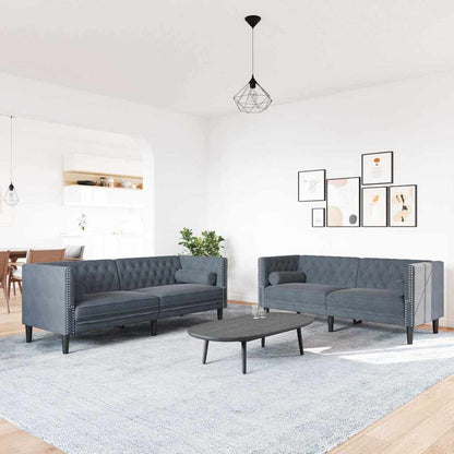 Sofa Set Dunkelgrau Samt