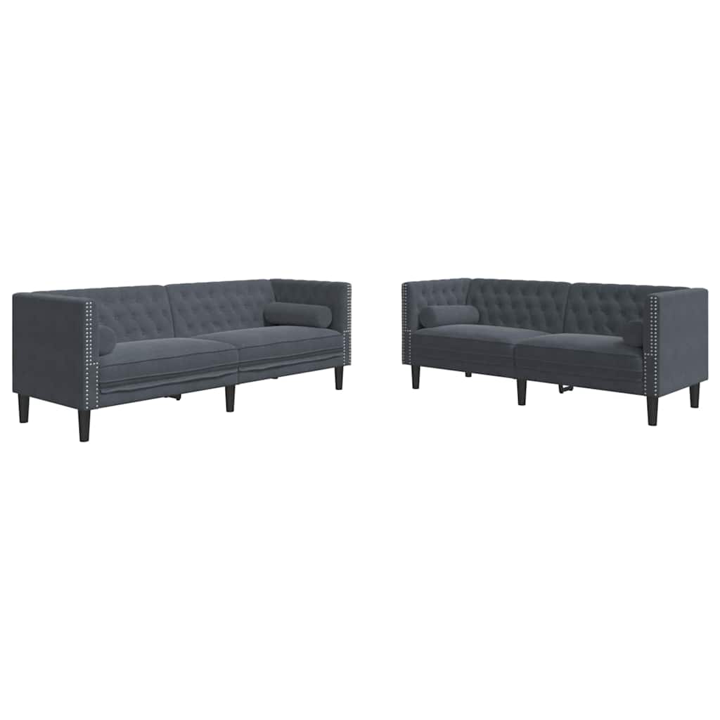 Sofa Set Dunkelgrau Samt