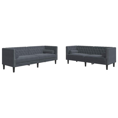 Sofa Set Dunkelgrau Samt