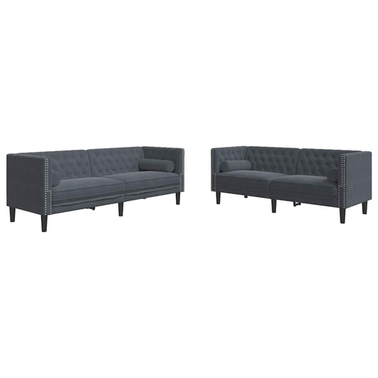 Sofa Set Dunkelgrau Samt