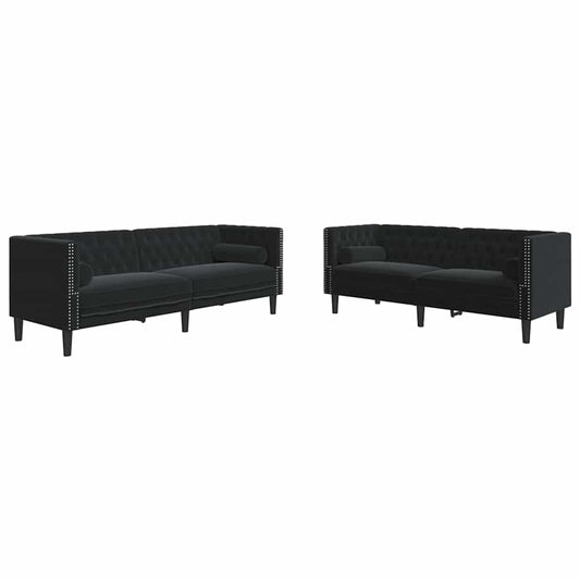 Sofa Set Schwarz Samt