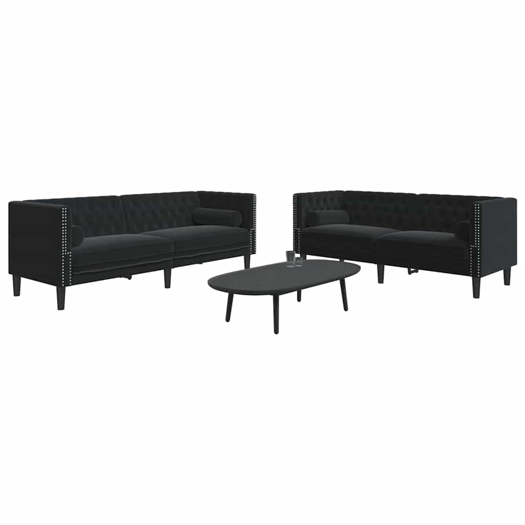 Sofa Set Schwarz Samt