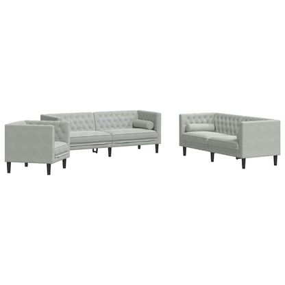 Sofa Set Hellgrau Samt