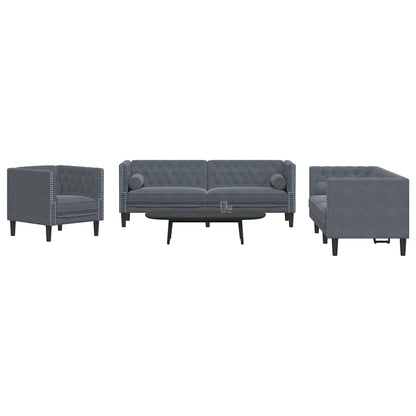 Sofa Set Dunkelgrau Samt