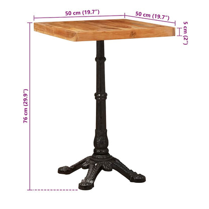 Bistrotisch Braun 50 x 50 x 76 cm Akazie Massivholz