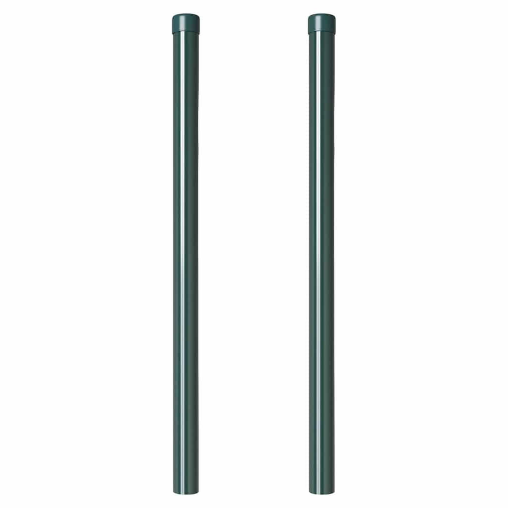 Zaunpfosten 2 pcs Grün 50 cm Pulverbeschichteter Stahl