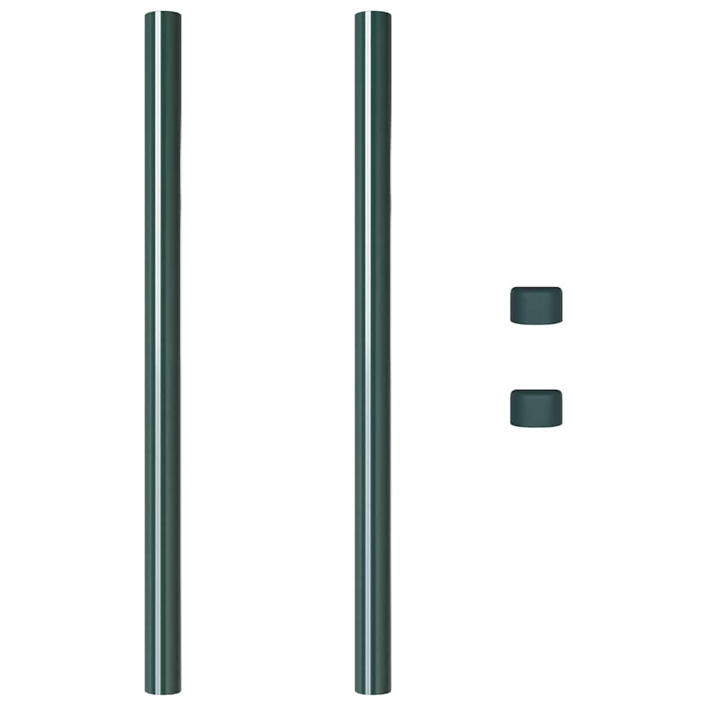 Zaunpfosten 2 pcs Grün 50 cm Pulverbeschichteter Stahl