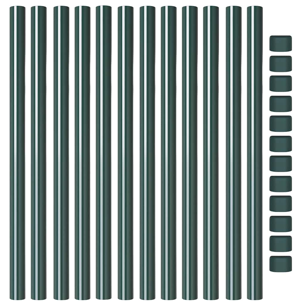 Zaunpfosten 12 pcs Grün 50 cm Pulverbeschichteter Stahl
