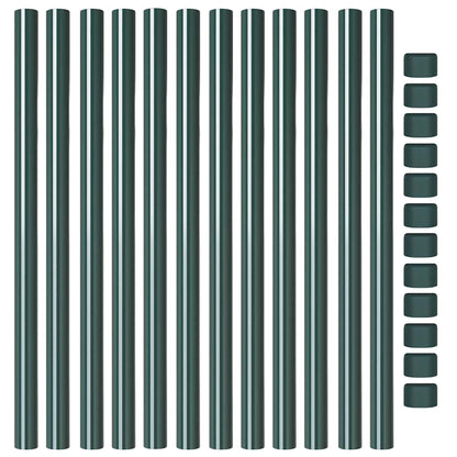 Zaunpfosten 12 pcs Grün 70 cm Pulverbeschichteter Stahl