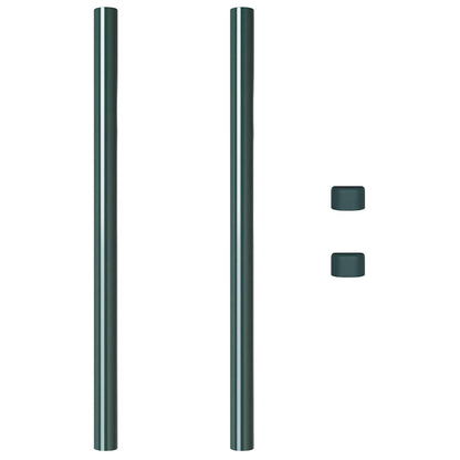 Zaunpfosten 2 pcs Grün 80 cm Pulverbeschichteter Stahl