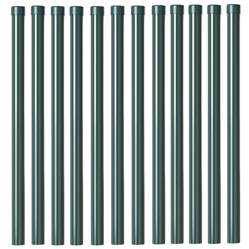 Zaunpfosten 12 pcs Grün 80 cm Pulverbeschichteter Stahl