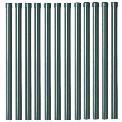 Zaunpfosten 12 pcs Grün 80 cm Pulverbeschichteter Stahl
