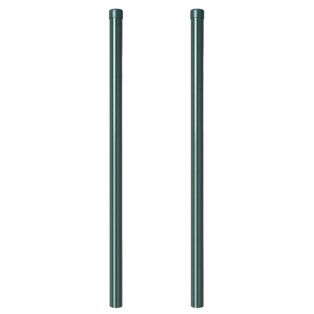 Zaunpfosten 2 pcs Grün 100 cm Pulverbeschichteter Stahl