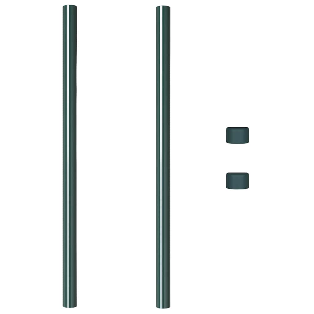 Zaunpfosten 2 pcs Grün 100 cm Pulverbeschichteter Stahl