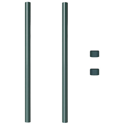 Zaunpfosten 2 pcs Grün 100 cm Pulverbeschichteter Stahl