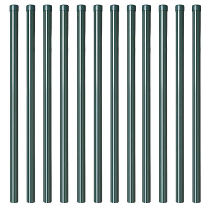 Zaunpfosten 12 pcs Grün 100 cm Pulverbeschichteter Stahl