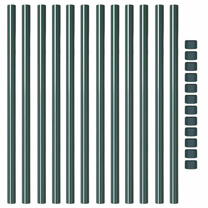 Zaunpfosten 12 pcs Grün 100 cm Pulverbeschichteter Stahl