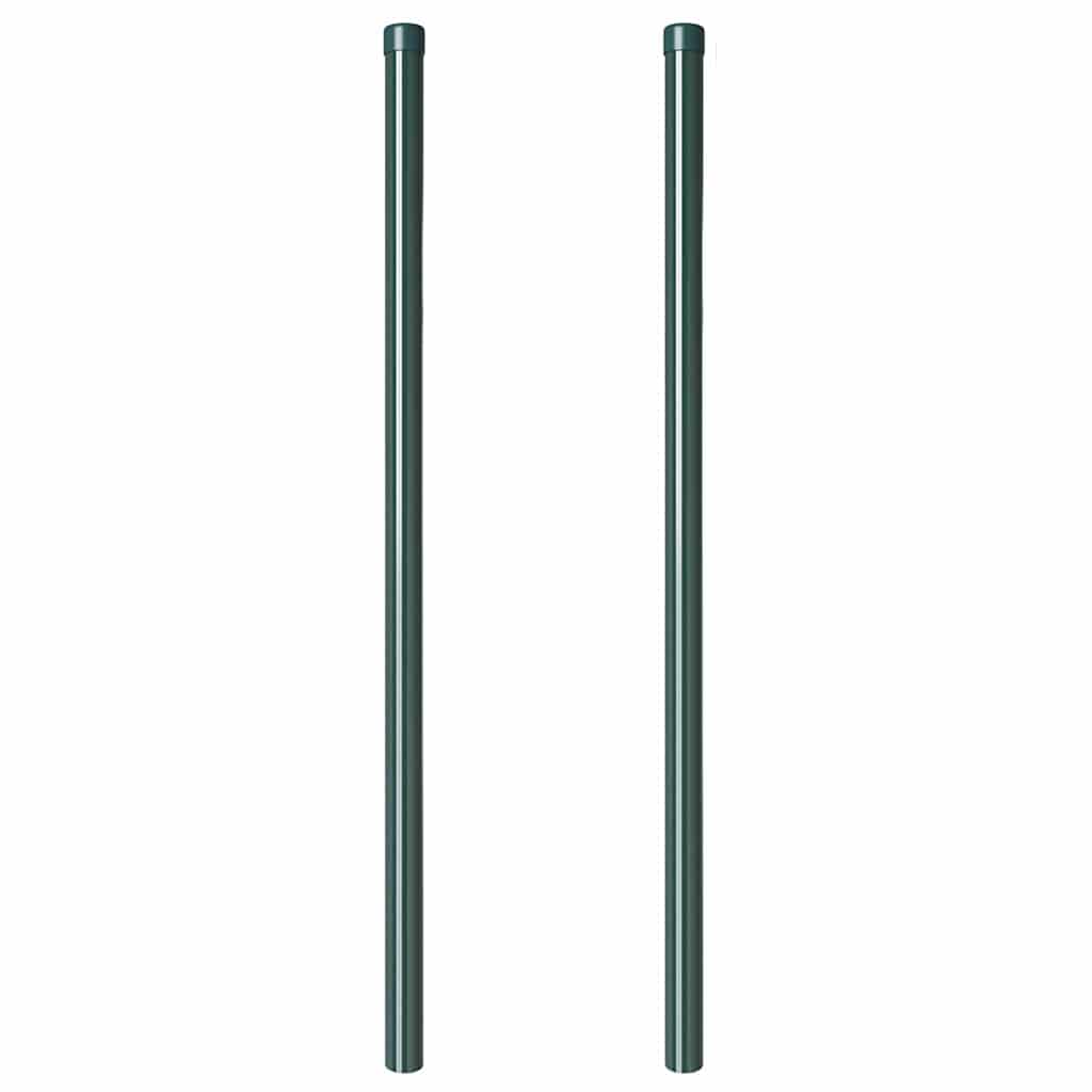 Zaunpfosten 2 pcs Grün 110 cm Pulverbeschichteter Stahl