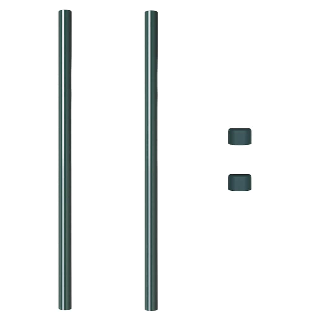 Zaunpfosten 2 pcs Grün 110 cm Pulverbeschichteter Stahl